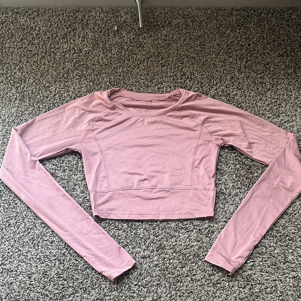 Pink Long Sleeve Crop Top